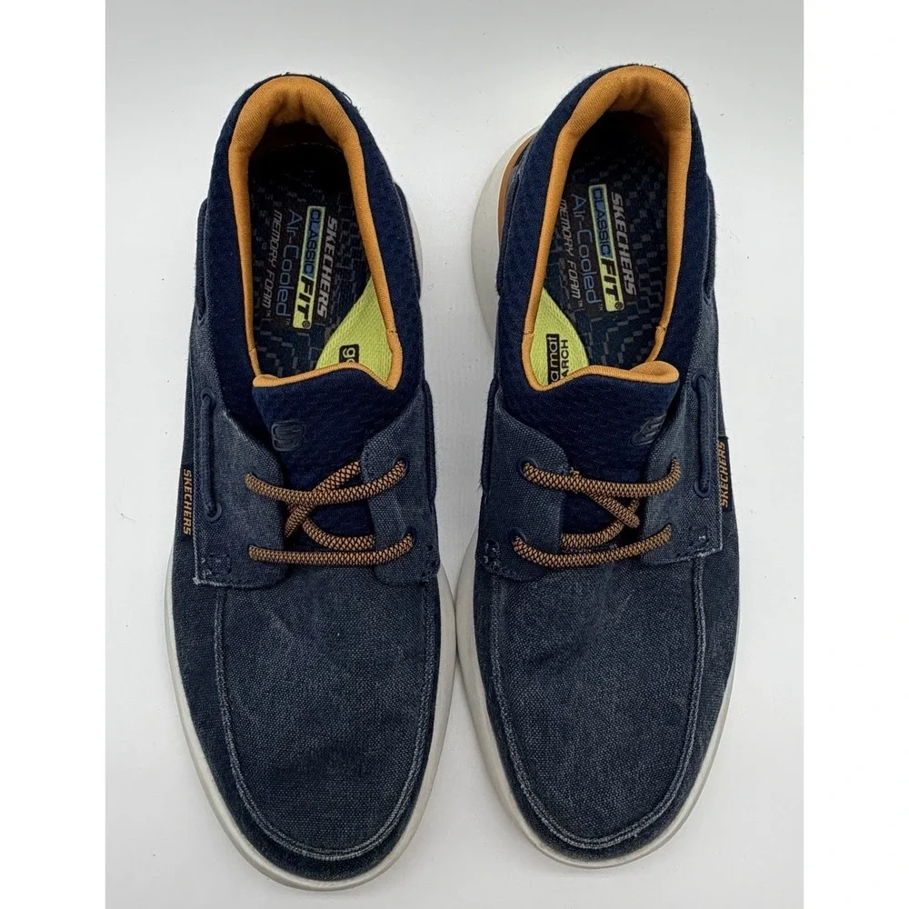 Skechers Shoes Men's Sz 9 Navy Blue Bellinger Garmo Slip On Loafers